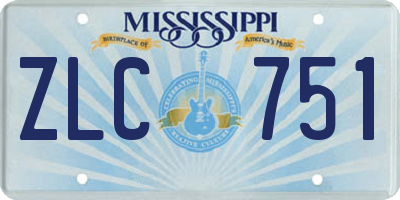 MS license plate ZLC751