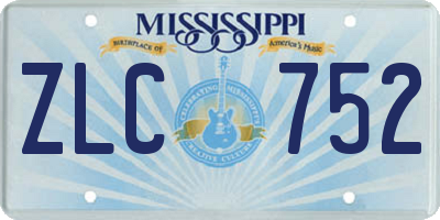 MS license plate ZLC752