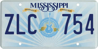 MS license plate ZLC754