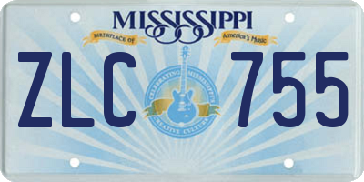 MS license plate ZLC755