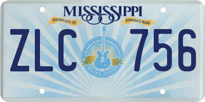 MS license plate ZLC756