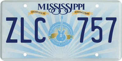MS license plate ZLC757