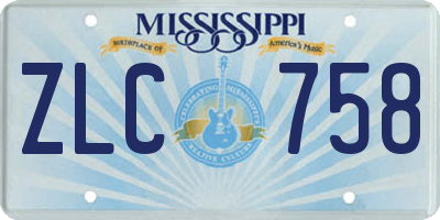 MS license plate ZLC758