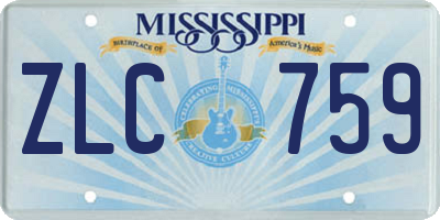 MS license plate ZLC759