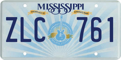 MS license plate ZLC761