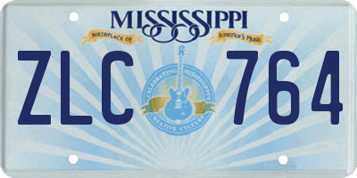 MS license plate ZLC764