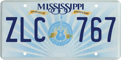 MS license plate ZLC767