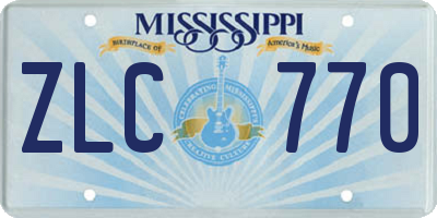 MS license plate ZLC770