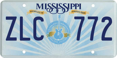 MS license plate ZLC772