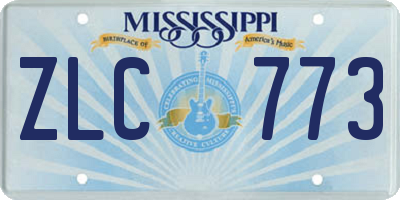 MS license plate ZLC773