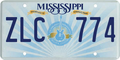 MS license plate ZLC774