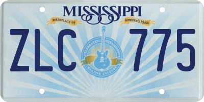 MS license plate ZLC775