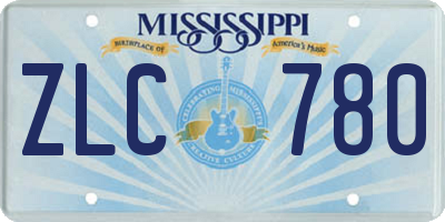 MS license plate ZLC780