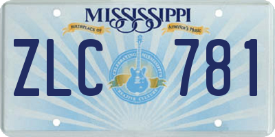 MS license plate ZLC781