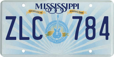 MS license plate ZLC784