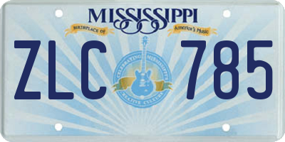 MS license plate ZLC785