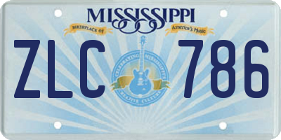 MS license plate ZLC786
