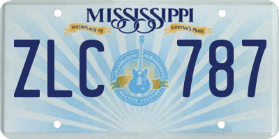 MS license plate ZLC787