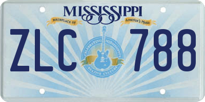 MS license plate ZLC788