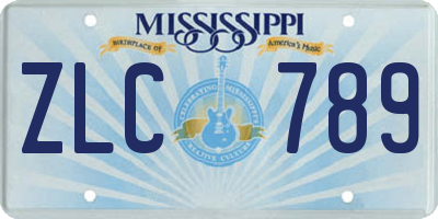 MS license plate ZLC789