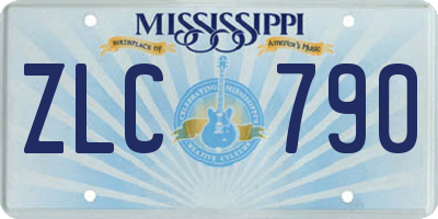 MS license plate ZLC790