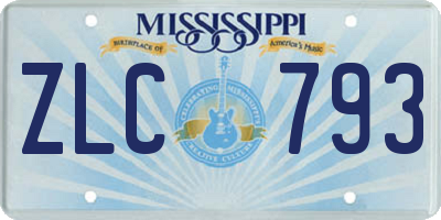 MS license plate ZLC793