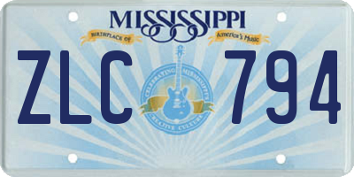 MS license plate ZLC794