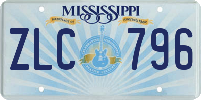 MS license plate ZLC796
