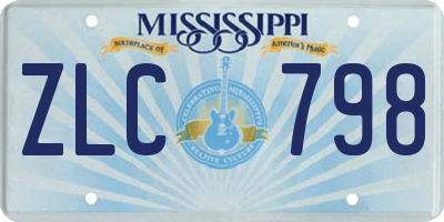 MS license plate ZLC798