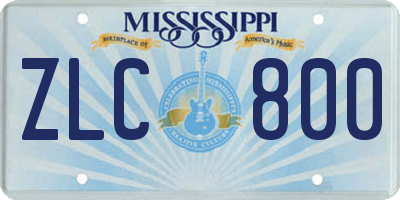 MS license plate ZLC800