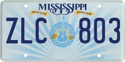MS license plate ZLC803