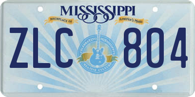 MS license plate ZLC804