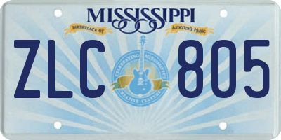 MS license plate ZLC805