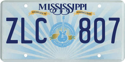MS license plate ZLC807
