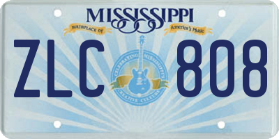 MS license plate ZLC808