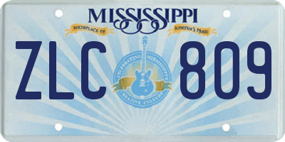 MS license plate ZLC809