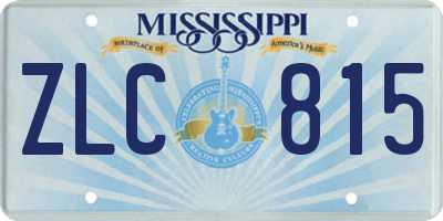 MS license plate ZLC815