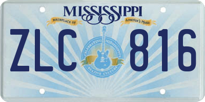 MS license plate ZLC816
