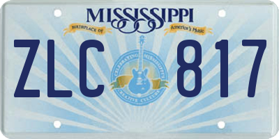 MS license plate ZLC817