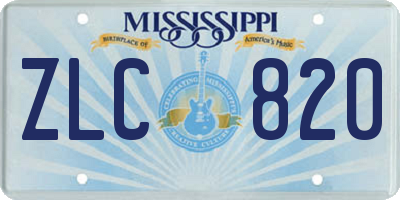 MS license plate ZLC820