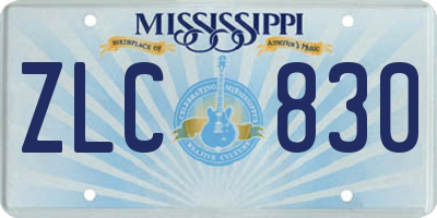 MS license plate ZLC830