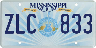 MS license plate ZLC833