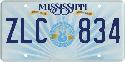 MS license plate ZLC834