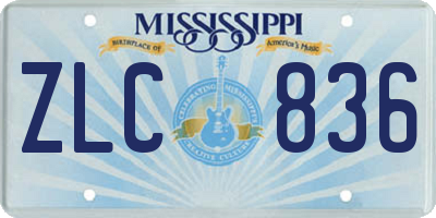 MS license plate ZLC836
