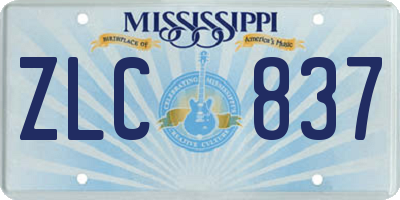 MS license plate ZLC837