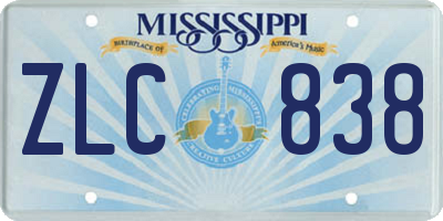 MS license plate ZLC838