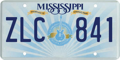 MS license plate ZLC841