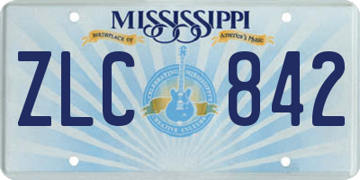 MS license plate ZLC842