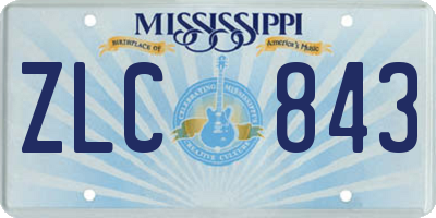 MS license plate ZLC843