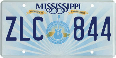 MS license plate ZLC844